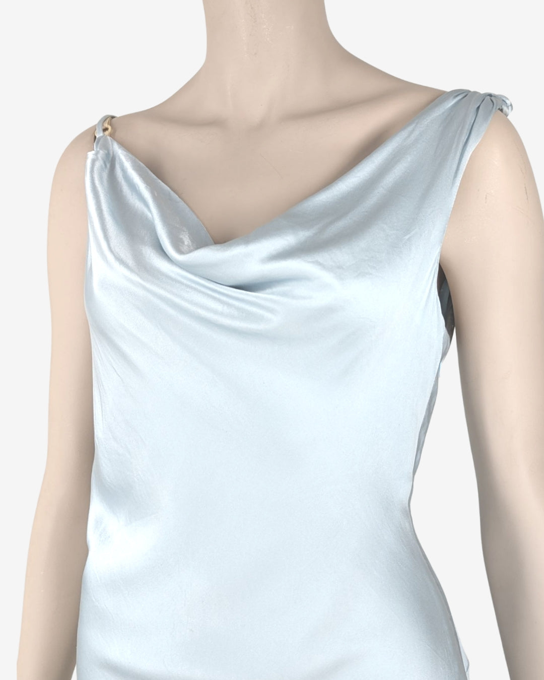 D&G Dolce Gabbana Celeste Light Blue Asymmetric Silk Dress