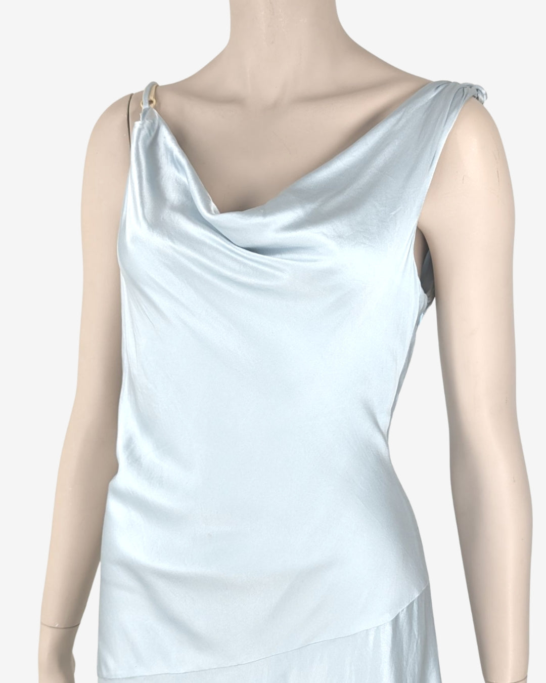 D&G Dolce Gabbana Celeste Light Blue Asymmetric Silk Dress
