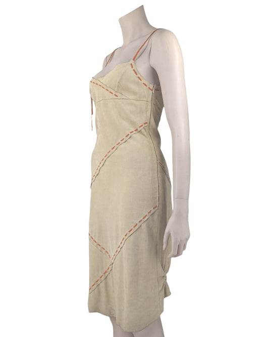 D&G by Dolce and Gabbana Circa 2000s Suede Leather Brown Set Dress and Jacket