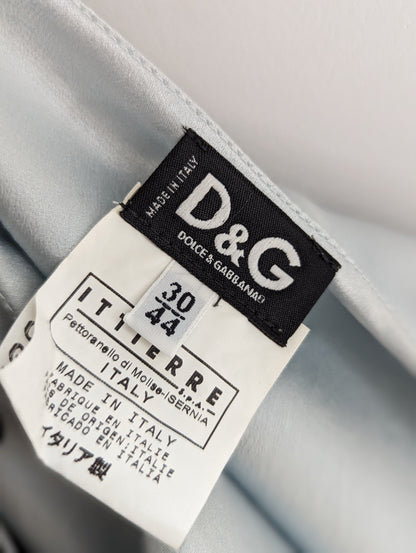 D&G Dolce Gabbana Celeste Light Blue Asymmetric Silk Dress