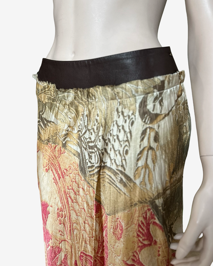 Roberto Cavalli AW2001 Leather Belt and Tapestry‑Inspired Print Silk Skirt