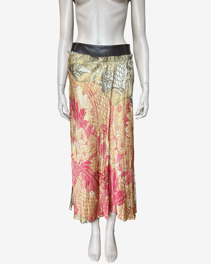 Roberto Cavalli AW2001 Leather Belt and Tapestry‑Inspired Print Silk Skirt
