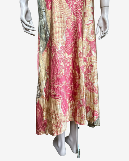 Roberto Cavalli AW2001 Leather Belt and Tapestry‑Inspired Print Silk Skirt