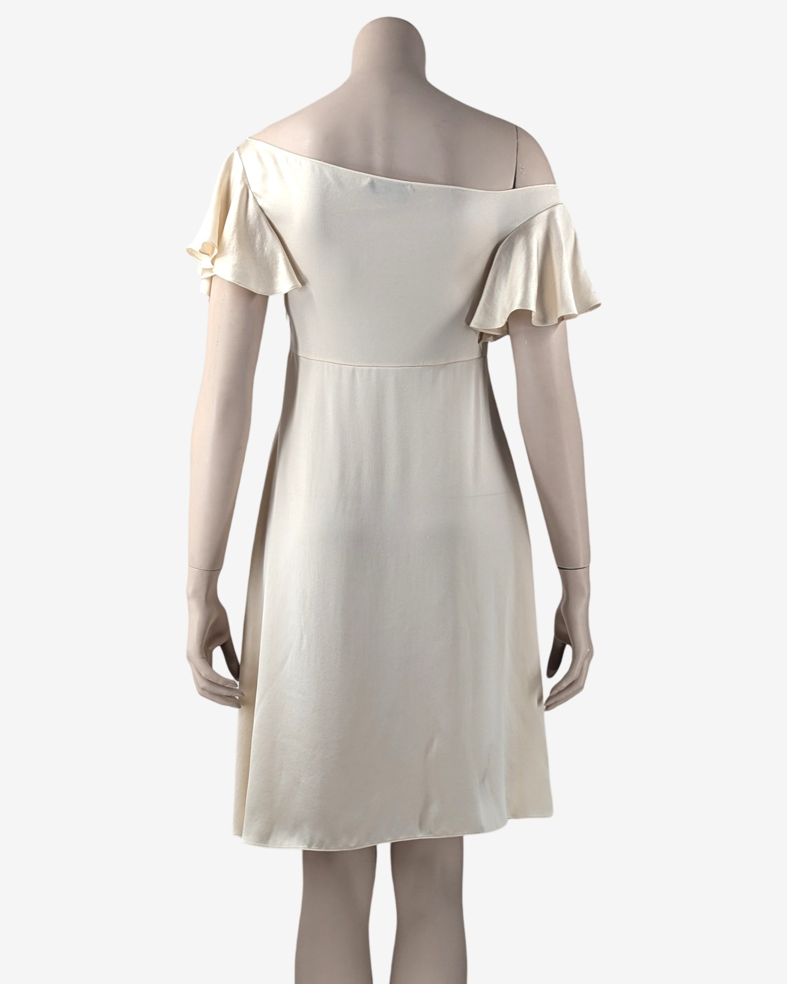 ysl white silk dress Lace-trimmed silk minidress in white - Saint Laurent